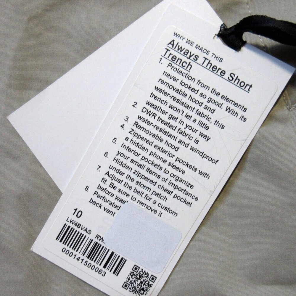 NWT Lululemon Always There Short Trench in Raw Linen Removable Hood Coat 10 - Picture 3 of 7